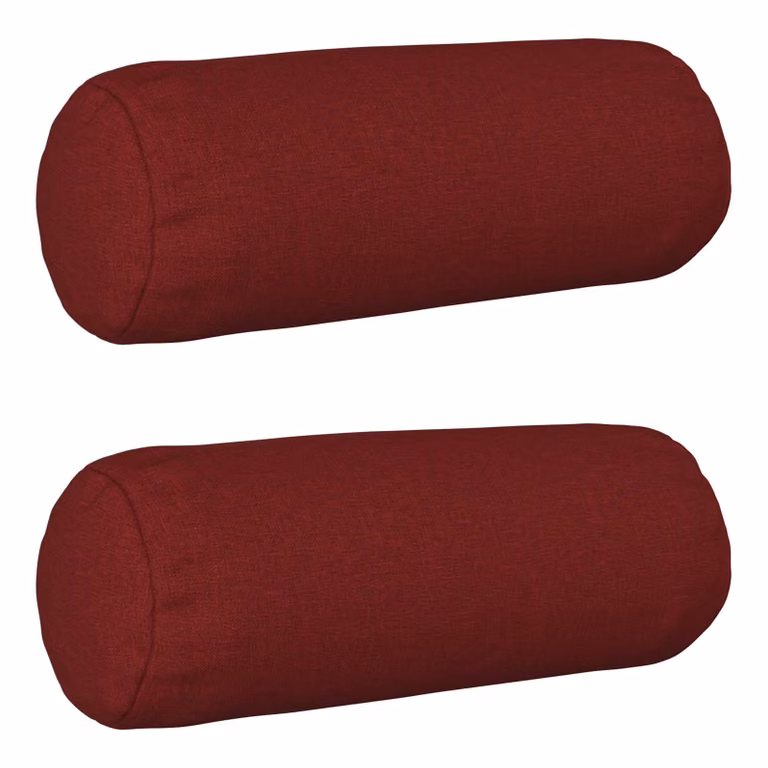 Set di 2 federe rotonde vidaXL HEERLEN in tessuto rosso vino, Ø 15 x 40 cm