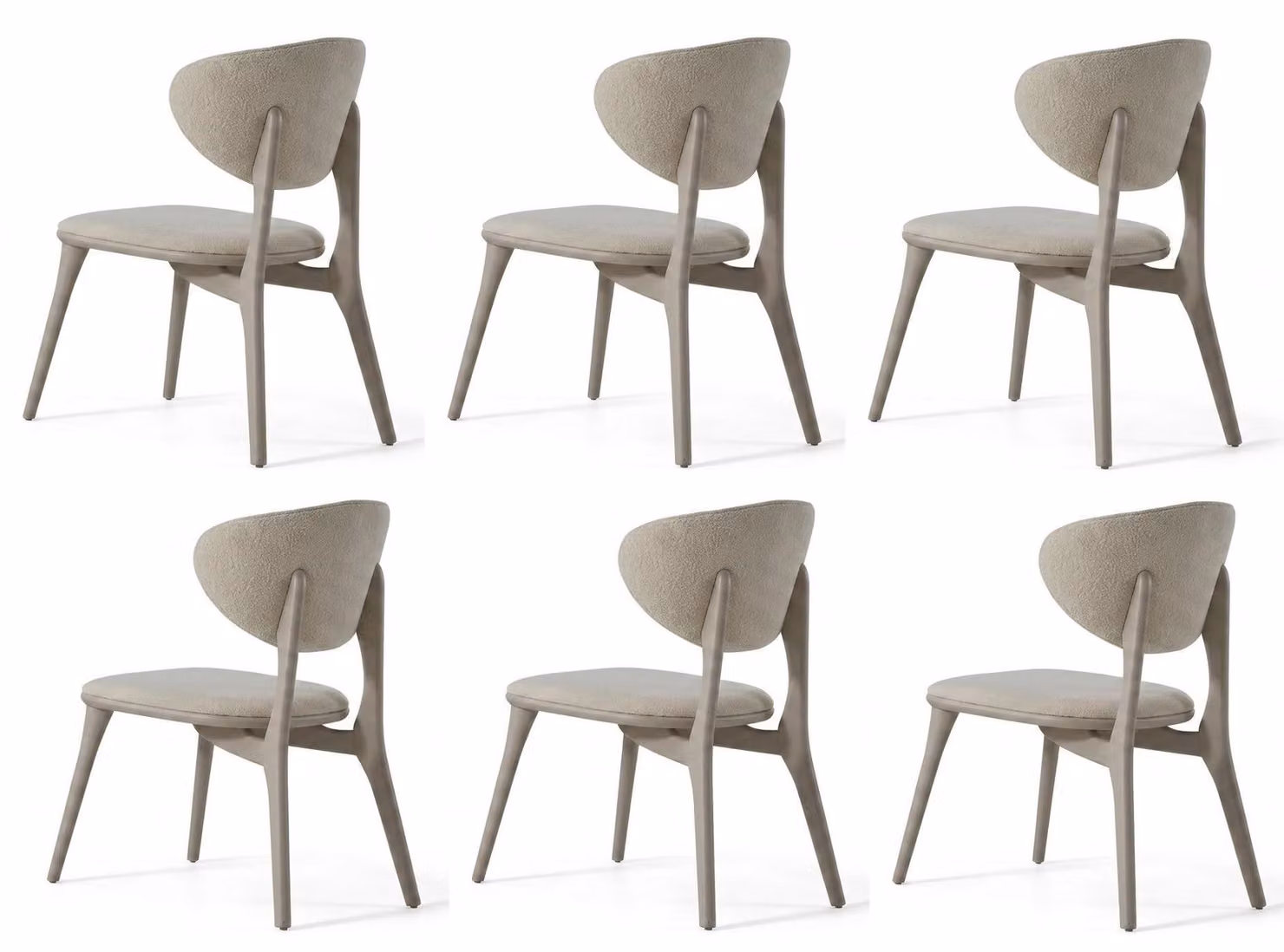Sedie moderne per cucina, con schienale imbottito, colore beige, in legno, nuove