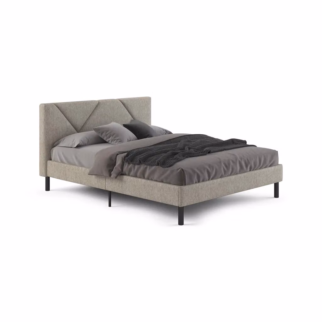 Letto alla francese Ikelos DMORA in tessuto grigio e nero, dimensioni materasso 140x190 cm – 2