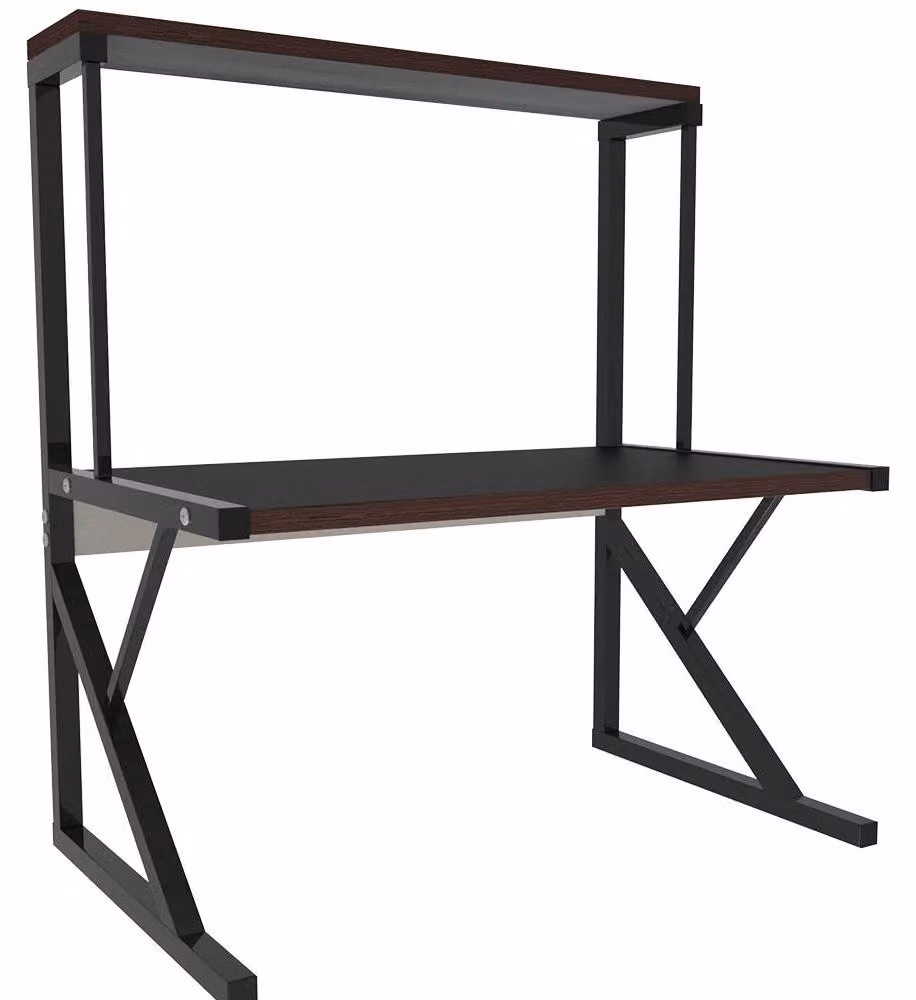 Scaffale per microonde - Scaffale da cucina a 2 ripiani - XL - In legno - Per microonde e tostapane - Nero