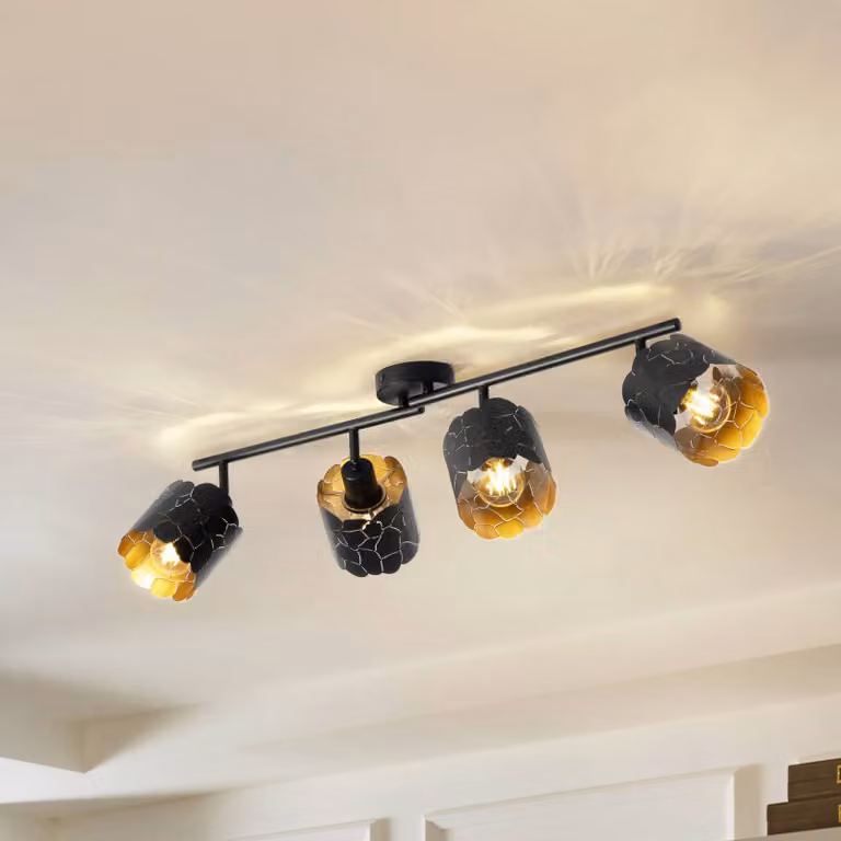 Plafoniera soffitto Aralena Lindby, dimmerabile, Nero, Soggiorno / Sala da pranzo, Metallo, Moderno, Plafoniera