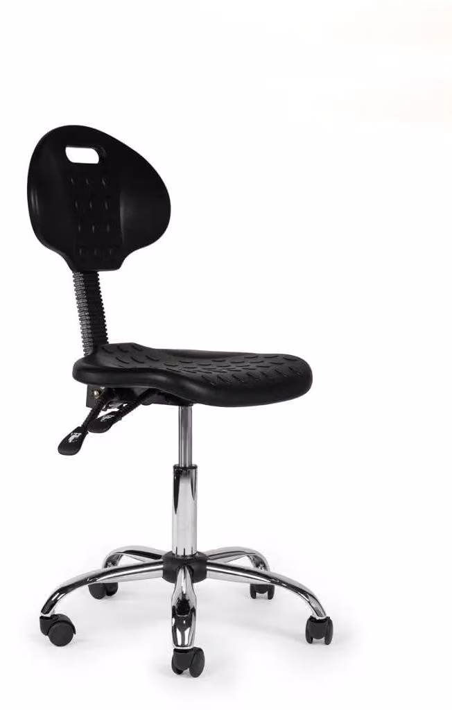 Sedia da officina - Ergonomica, colore nero - Regolabile, altezza 40-57 cm