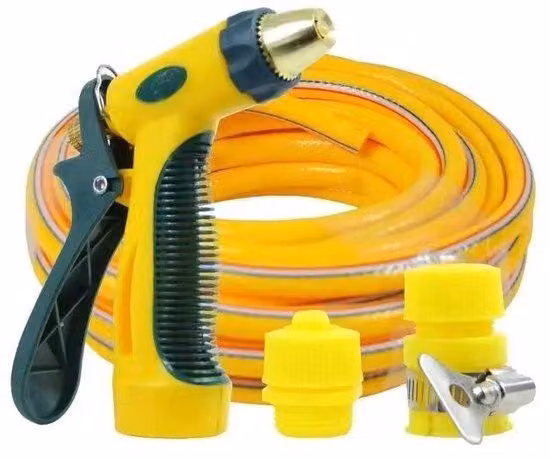 Set di tubi flessibili per l'irrigazione del giardino, giallo, pulizia ad alta pressione