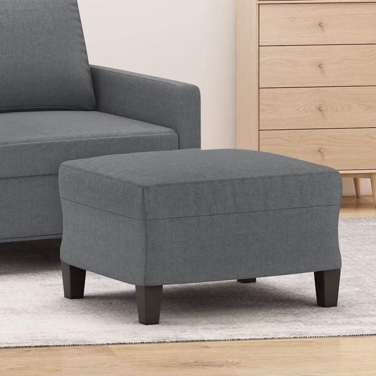 vidaXL Poggiapiedi Moderno in Tessuto Grigio con Struttura in Legno L: 50 cm, P: 50 cm, H: 41 cm