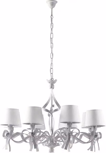 Lampadario Shabby Chic Lucy 8 Luci Bianco LuceArt Classic