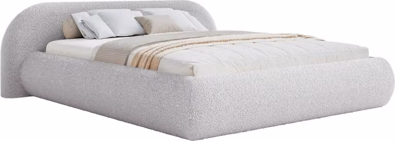 Selsey Shels Low – Letto imbottito 180x200, bouclé, grigio chiaro