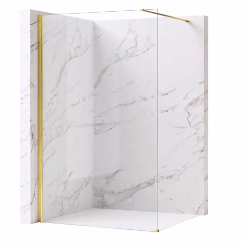 Rea - Parete Doccia Flexi, Gold 100, Walk-In Senza Piatto Doccia, Vetro Di Sicurezza Temperato Trasparente 8mm, 120 X 100 X 195 cm
