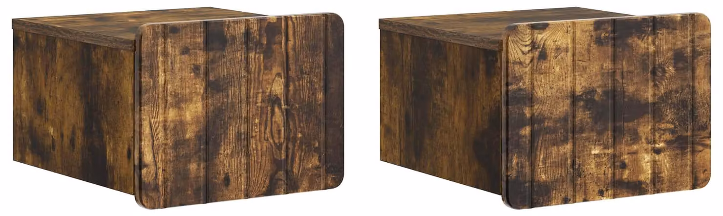 Mobiletto da notte a muro 2 pcs Rovere Fumo 33 x 34,5 x 24 cm