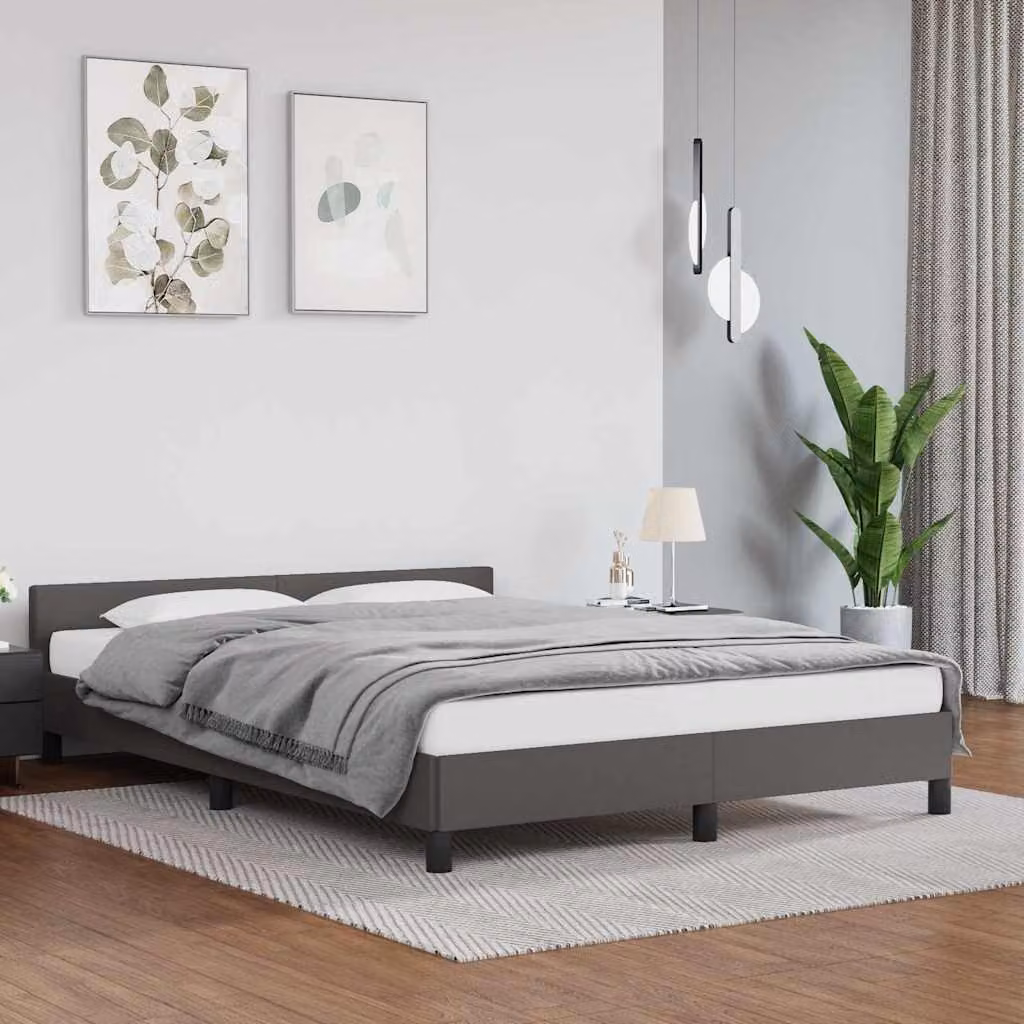 vidaXL Giroletto con Testiera Imbottita Grigio L/P/H: 140 x 190 x 146 cm