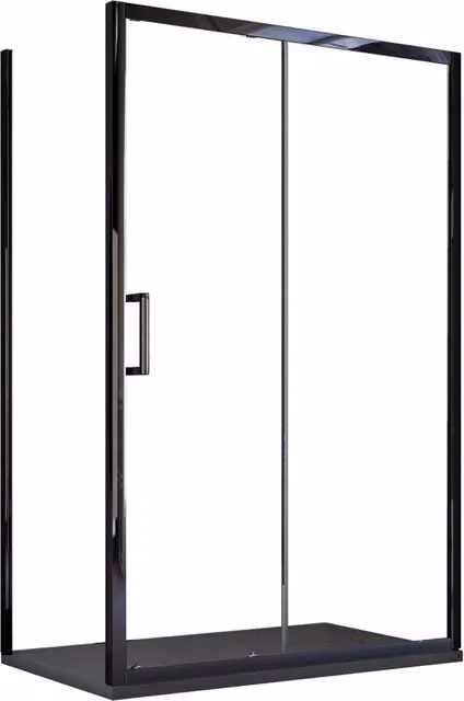 Box Doccia Angolare 75x100 cm 1 anta Scorrevole con Profili Neri in Cristallo trasparente 6mm H195 Bonussi Sole
