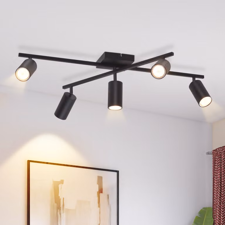 ZMH faretto da soffitto nero 5 fiamme: spot lampada da soffitto GU10 faretto moderno lampada da soggiorno faretto Faretti da soffitto orientabili per cucina soggiorno camera da letto - senza lampadine