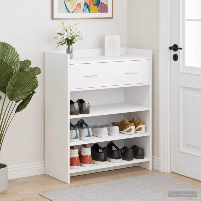 Mobile porta scarpe vidaXL moderno in MDF bianco L: 73,5 cm, P: 36 cm, H: 92 cm