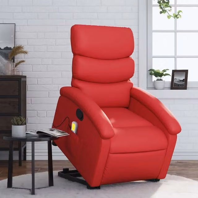 Poltrona Alzapersona Reclinabile con Assistenza Elettrica vidaXL in Similpelle Rossa per Senior