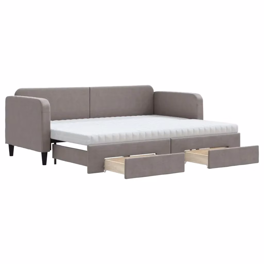 Divano Letto Estraibile con Cassetti vidaXL in Tessuto Beige o Grigio per Soggiorno e Camera da Letto L/P/H: 223 x 90 x 75 cm, Dimensioni Letto: 80 x 200 cm – 2