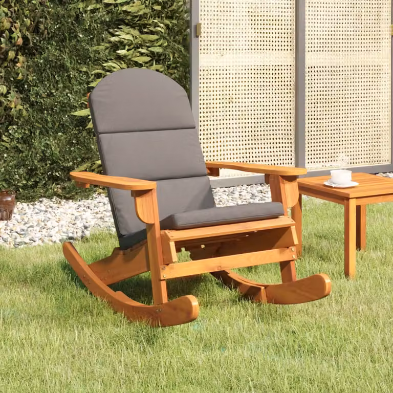 Sedia a dondolo Adirondack vidaXL in legno di acacia con cuscini inclusi per giardino e terrazzo