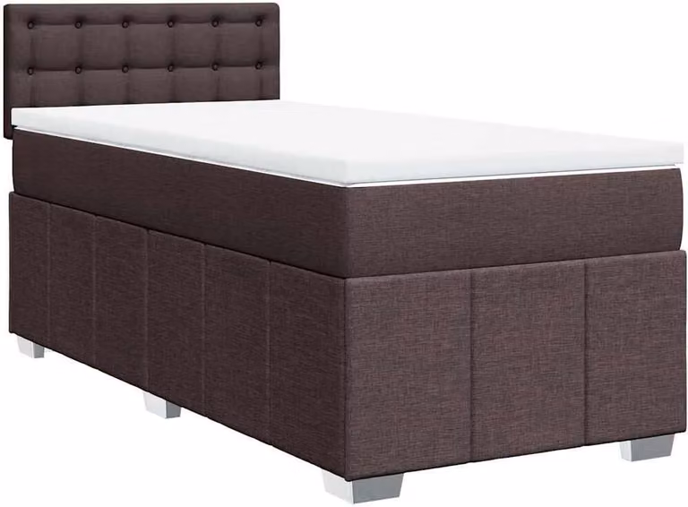 Giroletto a Molle con Materasso Marrone Scuro 90x200 cm Tessuto