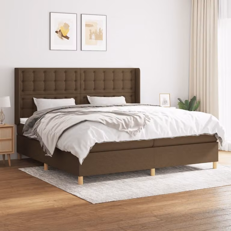 Maison Exclusive - Giroletto a Molle con Materasso Marrone Scuro 200x200cm Tessuto