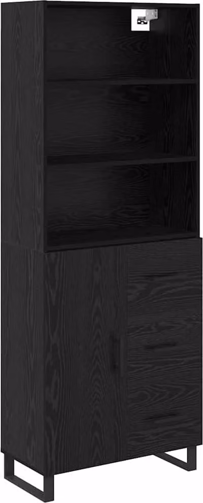 Credenza con cassetto 2 pcs Rovere Nero Legno multistrato