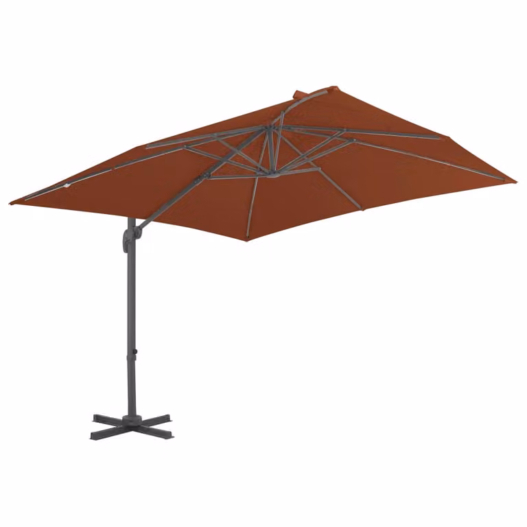 vidaXL Ombrellone a sbalzo con palo in alluminio Terracotta 400x300 cm