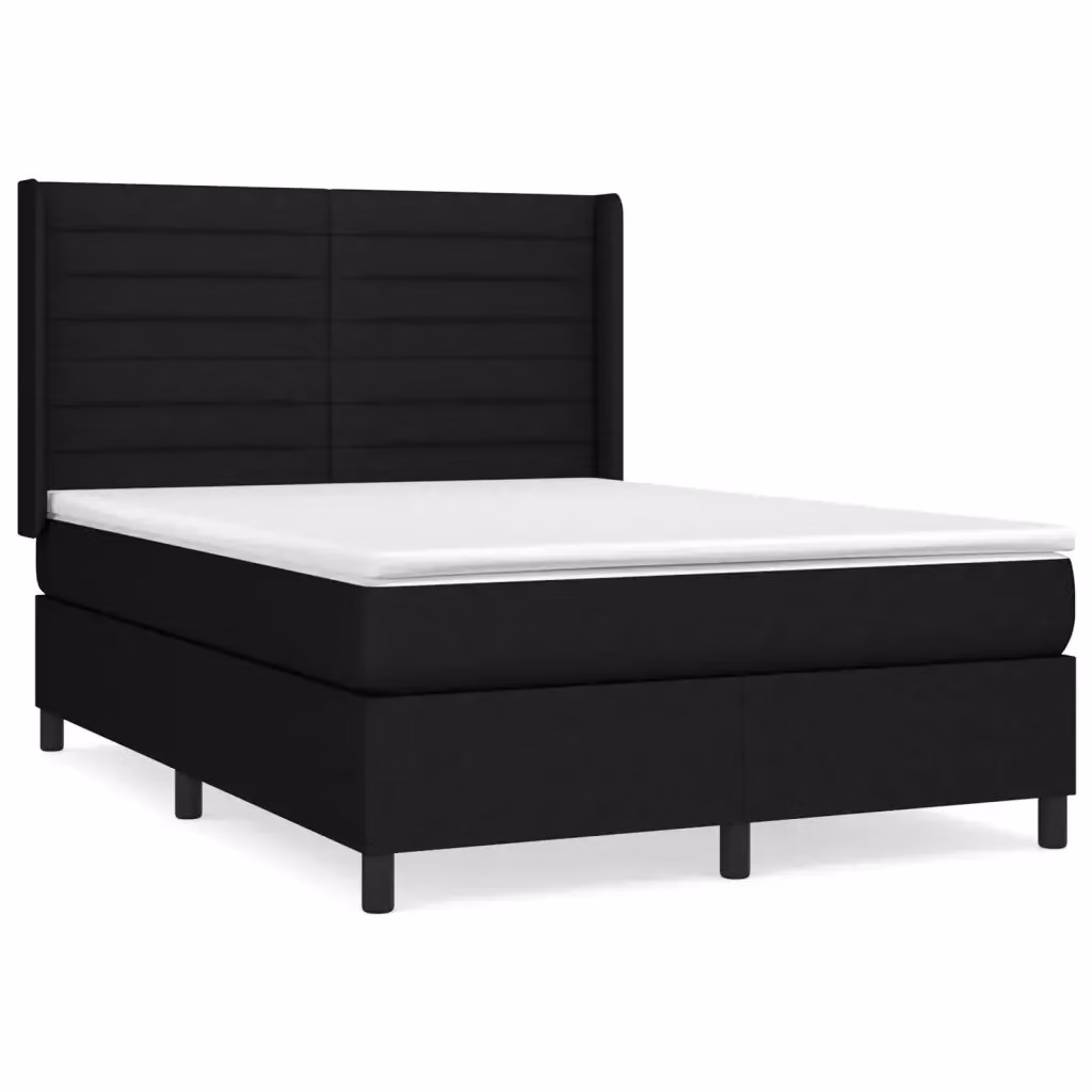 Letto Ibrido vidaXL con Giroletto a Molle e Materasso in Tessuto Nero e Bianco L/P/H: 140 x 190 x 4 cm – 2