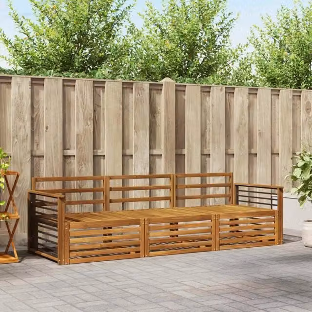 Set di divani da esterno 3 pz Naturale Legno di Acacia Massello 3372949