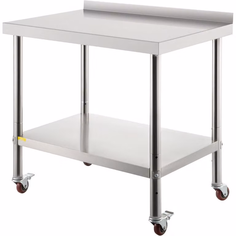 Tavolo da lavoro in acciaio inox - Tavolo mobile per la preparazione del lavoro - 76,2 x 61 cm