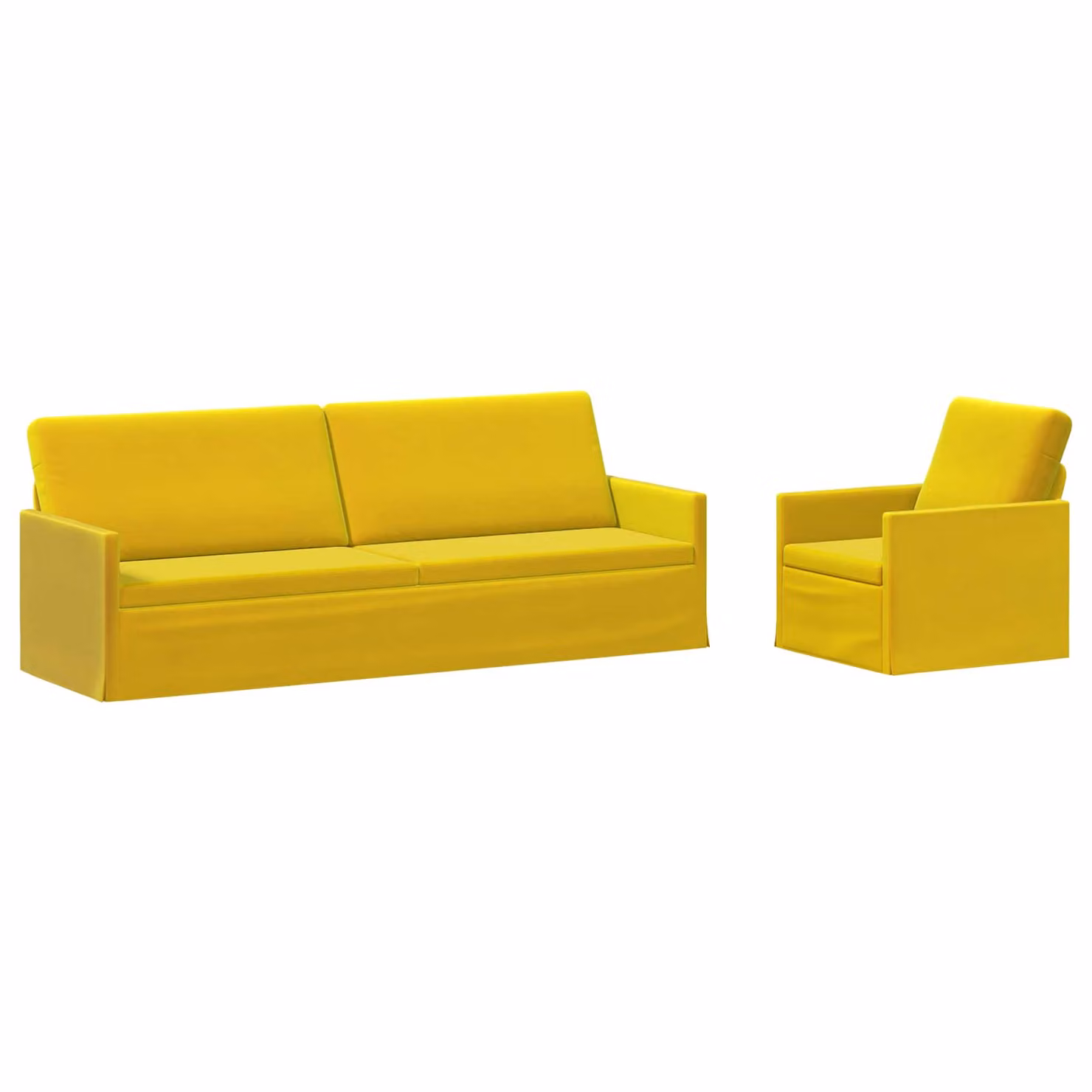 Set di 2 divani moderni vidaXL in velluto giallo con struttura in metallo