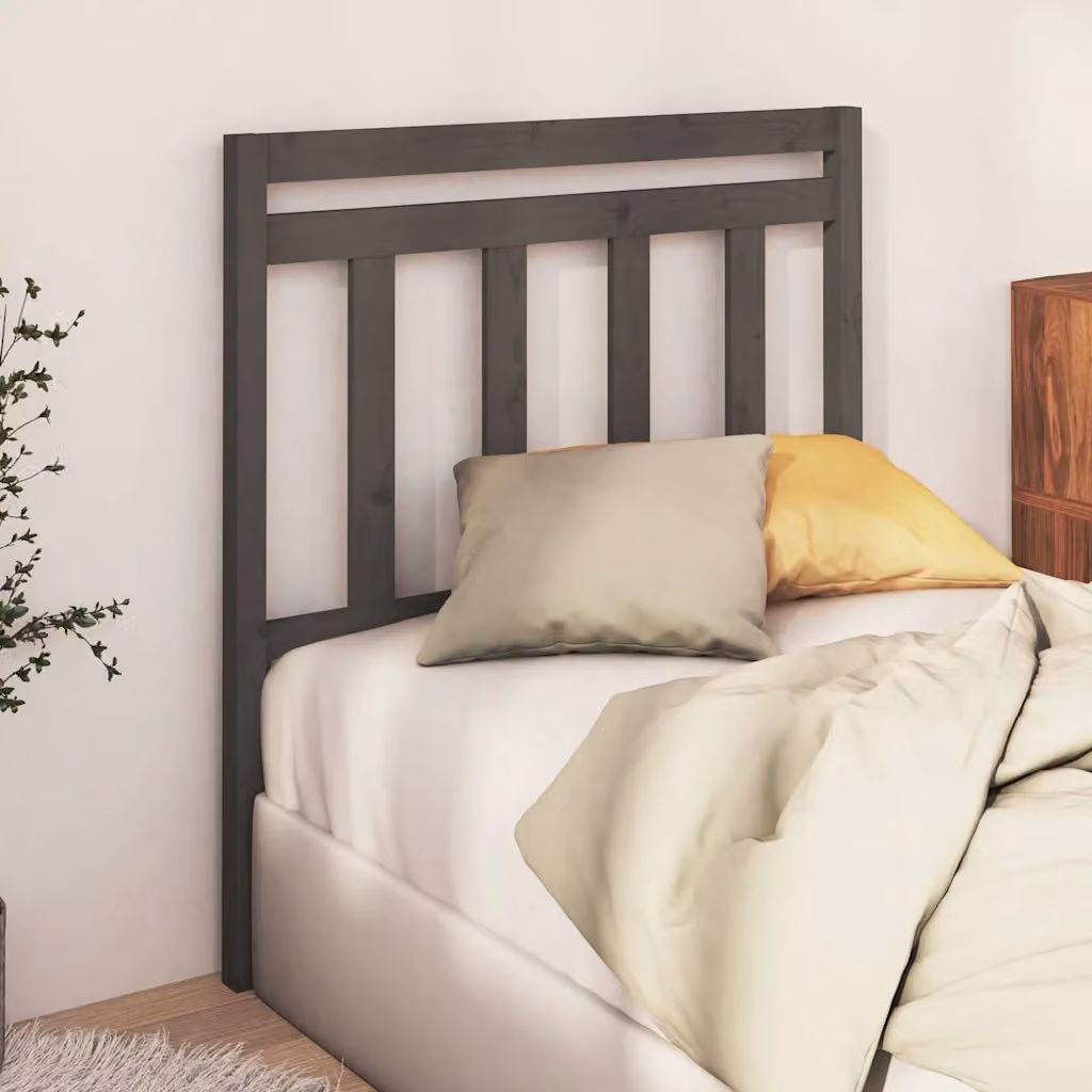 Testiera Letto vidaXL in Legno Massello di Pino Grigio, L: 81 cm, P: 4 cm, H: 100 cm