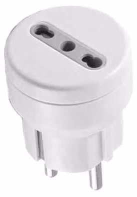 ADATTATORE SEMPLICE SCHUKO/BIVALENTE 10 A spina schuko 2P+T - presa 10/16A 2P+T