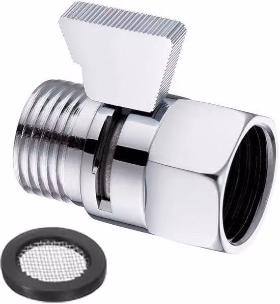 Rubinetto di intercettazione per soffione della doccia, attacco G1/2 - Regolatore di flusso per rubinetto - Dispositivo di blocco dell'acqua per doccia con manopola girevole - Valvola universale per miscelatore della doccia - Argento