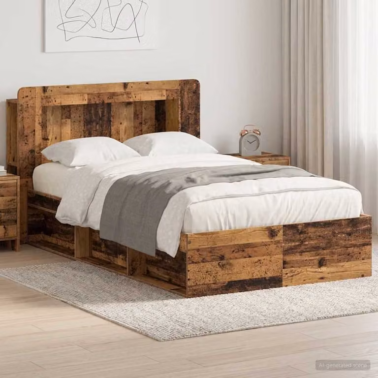 vidaXL Telaio letto con cassetti in legno color marrone L 120 x P 200 cm