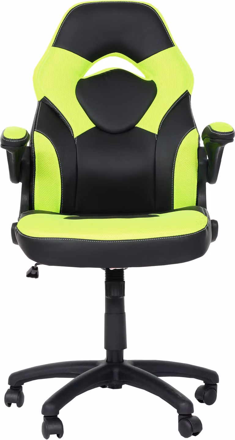 Sedia da ufficio MCW-K13, sedia girevole da gaming, ergonomica, braccioli regolabili, ecopelle ~ nero-verde