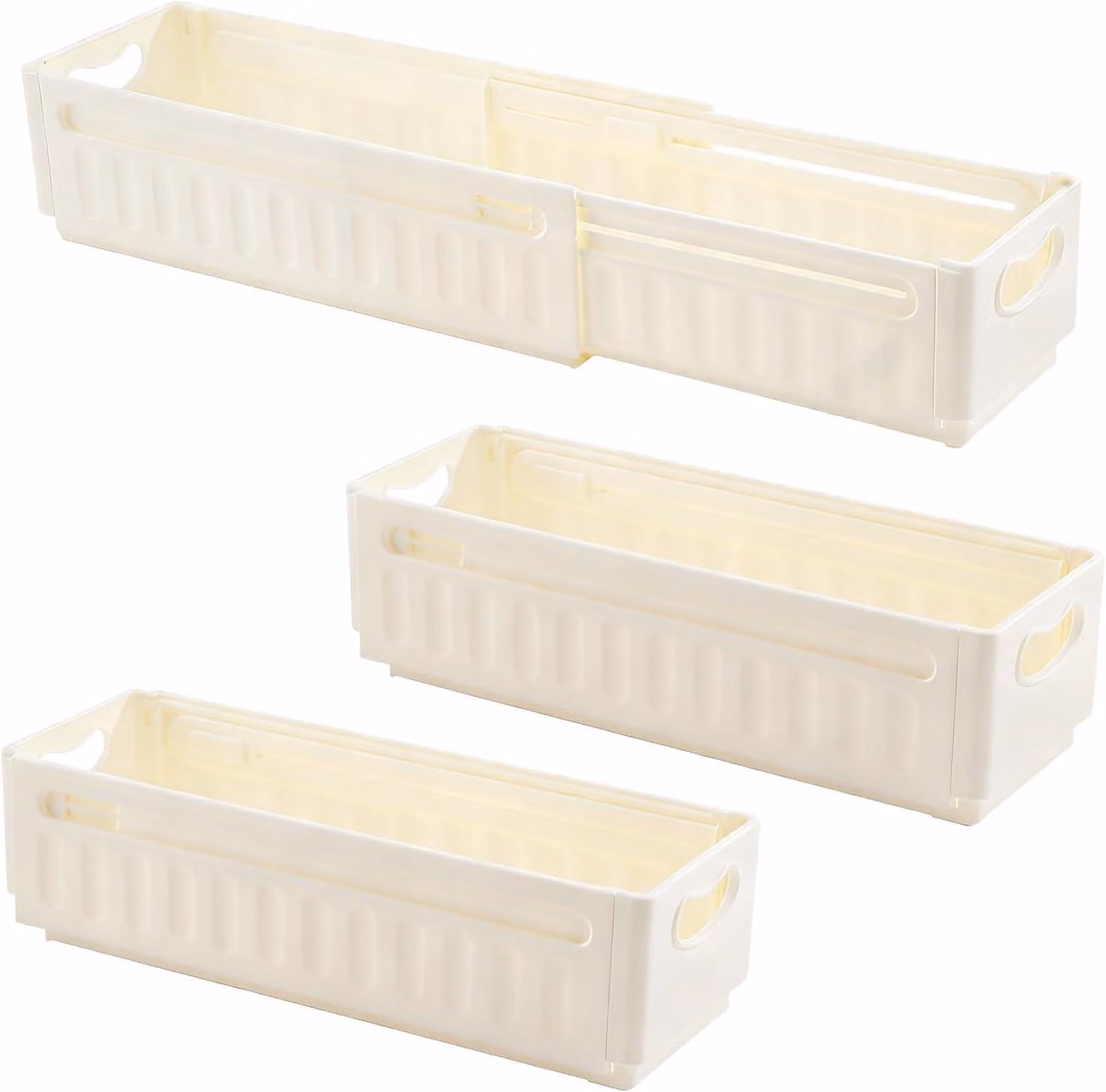 Contenitori impilabili, set da 3 pezzi, pieghevoli, in plastica, adatti per cucina e ufficio