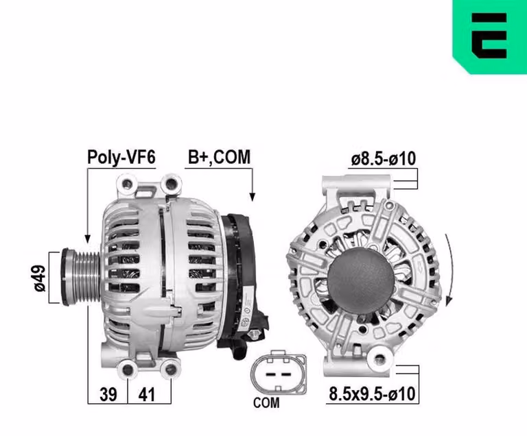 ERA 211054A Alternatore LiMa 155 A 12 V per BMW Serie 3 Station Wagon (E91), Serie 3 Berlina (E90), Serie 1 Hatchback (E87), Serie 5 Berlina (E60) e Serie 5 Station Wagon (E61)
