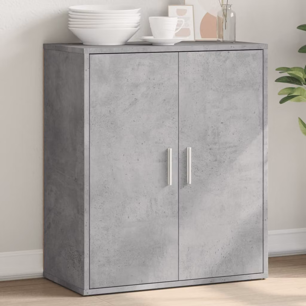Credenza moderna vidaXL in legno multistrato e MDF, colore grigio cemento, L: 60 cm, P: 31 cm, H: 70 cm