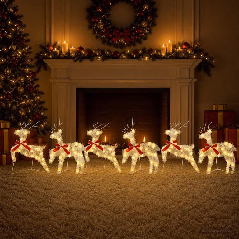 vidaXL Renna di Natale 6 pz 80 LED Bianco caldo 43 x 19 x 65 cm