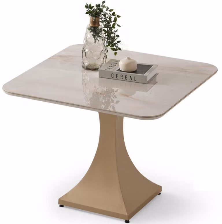 Tavolino da caffè beige, design moderno e lussuoso, ideale per un soggiorno elegante, dalla forma quadrata e dallo stile raffinato
