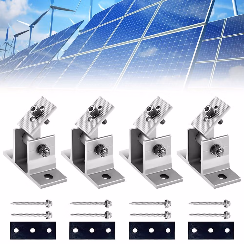 Supporti per pannelli solari, 4 pezzi, in alluminio, regolabili, da 0 a 60°
