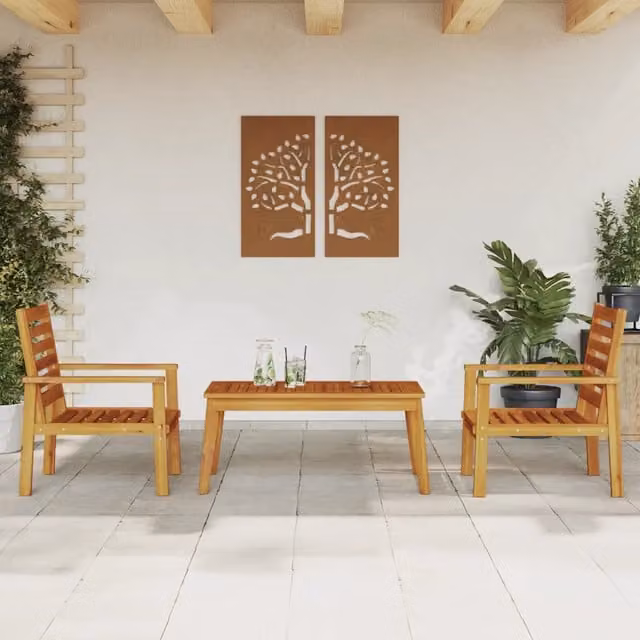 vidaXL Set da Salotto da Giardino 3 pz in Legno di Acacia Marrone