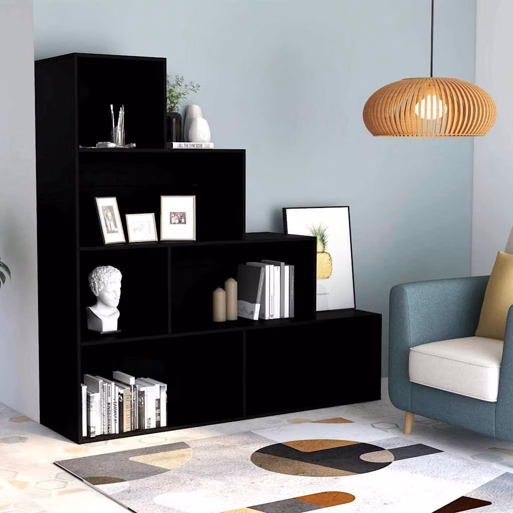Libreria/Divisorio vidaXL Nero in Legno Multistrato e MDF L: 155 cm, P: 24 cm, H: 160 cm