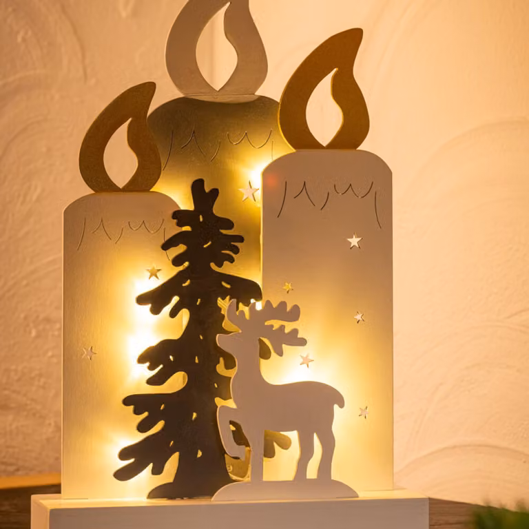 Illuminazione natalizia FHS Candele LED a sagoma ww