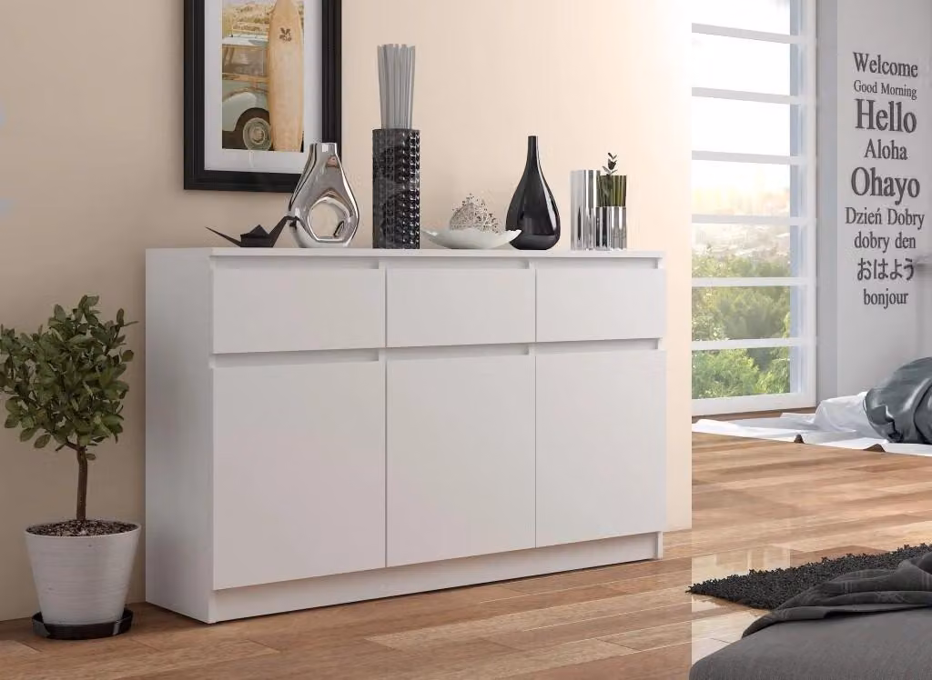 Cassettiera con cassetti e ante SAVRILA - bianco