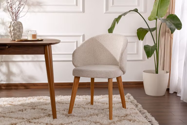 Skye Decor, set di sedie di alta qualità (2 pezzi), bianco e rovere scuro, 48 x 86 x 58 cm | Struttura in legno di faggio al 100%, 100% cotone, trama in ciniglia | Design scandinavo moderno, comodo ed elegante.