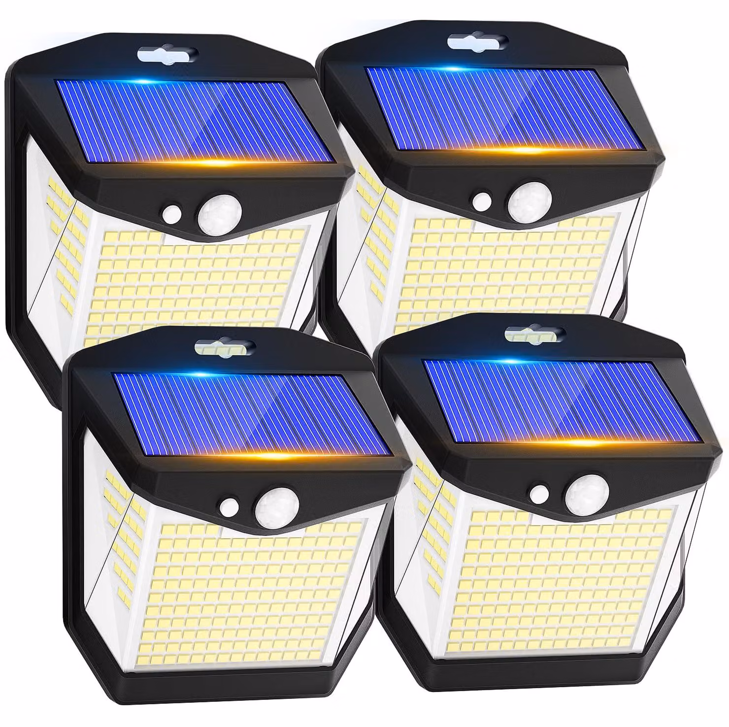 Lampada solare da esterno con sensore di movimento, 248 LED, grado di protezione IP65, angolo di illuminazione 270°, set da 4 pezzi