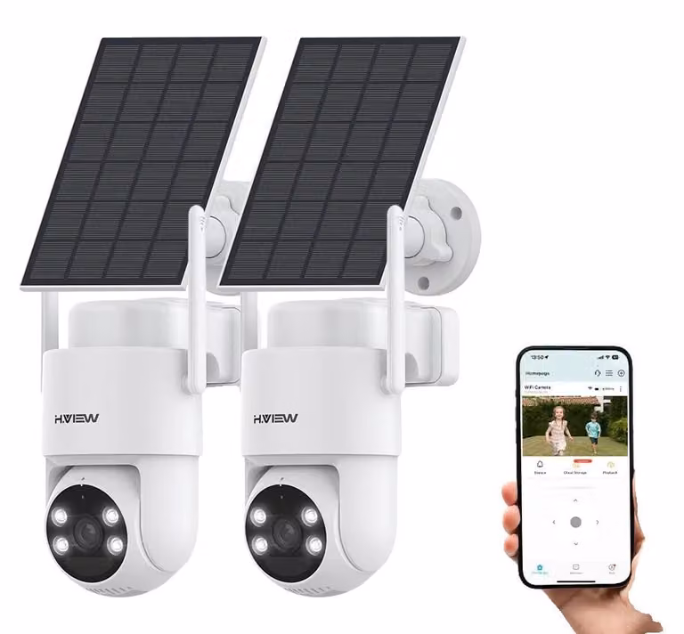 Telecamera da esterno wireless, risoluzione 2K, alimentata a energia solare, confezione da 2 pezzi