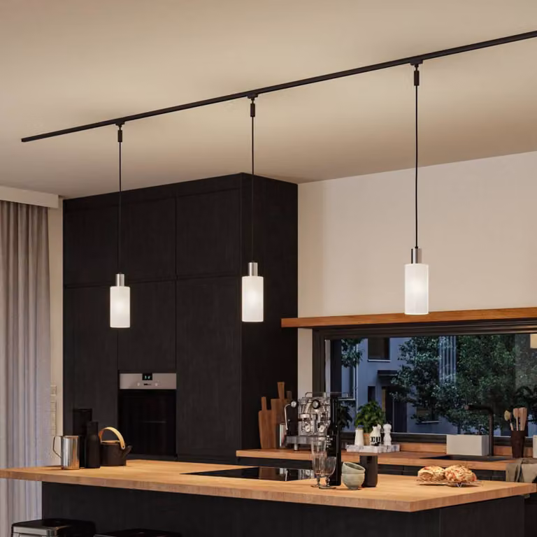 Paulmann URail paralume Raja 2Easy, opalino, Ø 10 cm 2Easy, Bianco / Opale, Soggiorno / Sala da pranzo, Vetro, Moderno