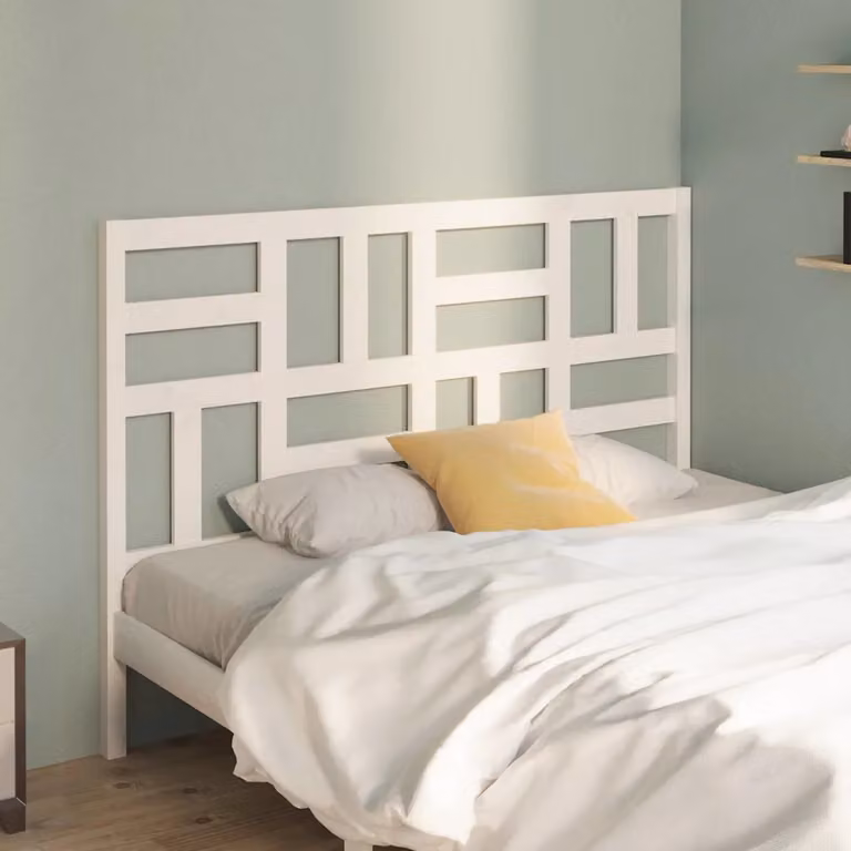 Testiera per letto vidaXL in legno massello di pino bianco, stile rustico, L 166 x P 4 x H 104 cm