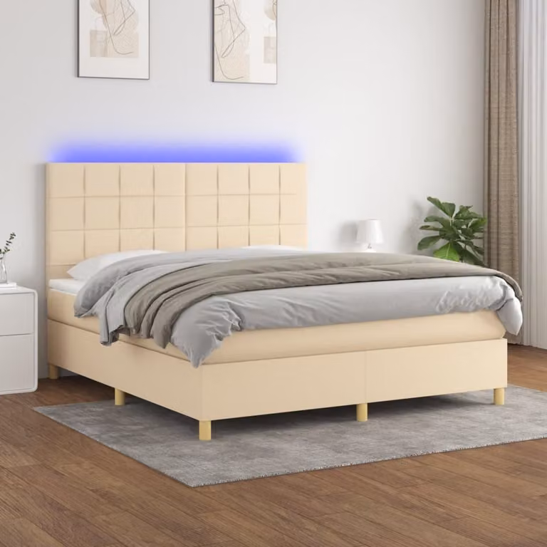 Maison Exclusive - Letto a Molle con Materasso e LED Crema 180x200 cm in Tessuto