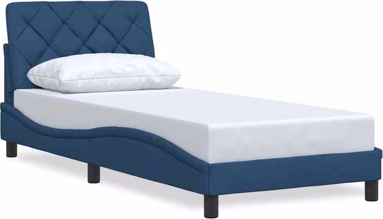 Struttura letto senza materasso Tessuto blu 90x200 cm