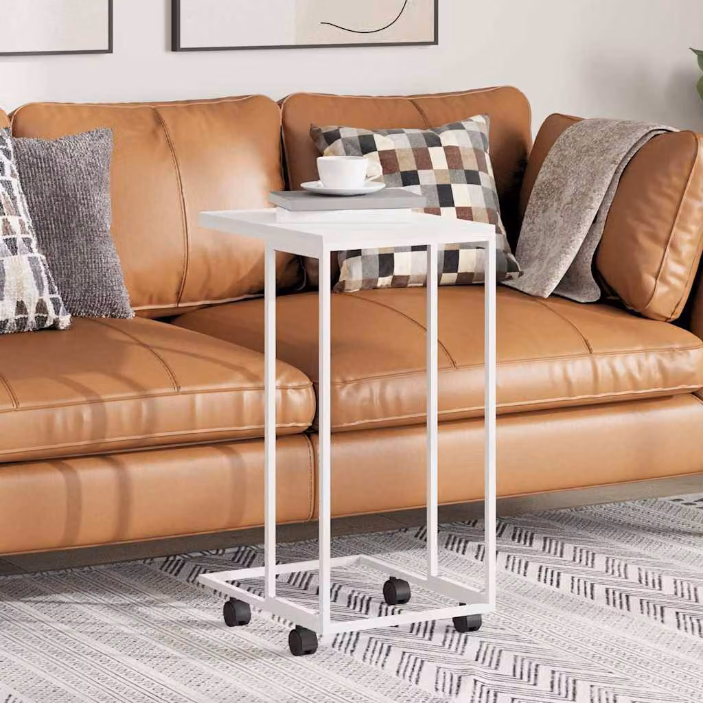 Tavolino con ruote vidaXL in legno multistrato bianco L/P/H: 40 x 30 x 63,5 cm